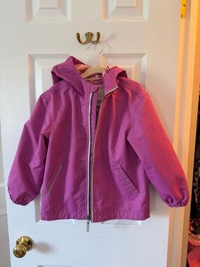 Hanna Andersson Hooded Kids Raincoat in Bright Magenta